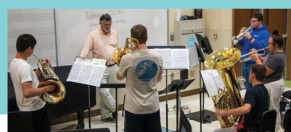 CSO Associate Principal Trumpet Douglas Lindsay works with the High School Scholars, June 2022. Credit: Charlie Balcom