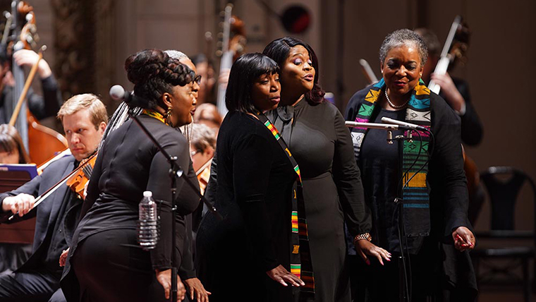 Women of the Classical Roots Choir singing