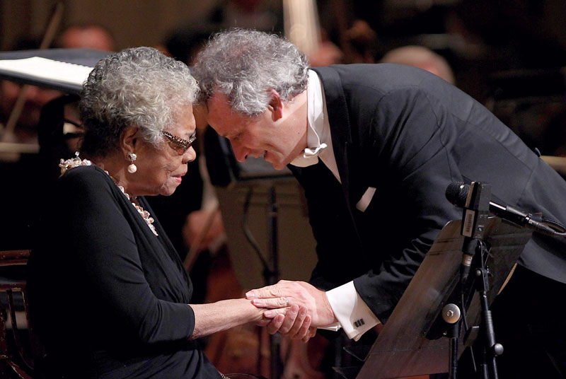 Dr. Maya Angelou was narrator for Copland’s Lincoln Portrait, for Louis Langrée’s inaugural concerts with the Cincinnati Symphony Orchestra, November 2013.